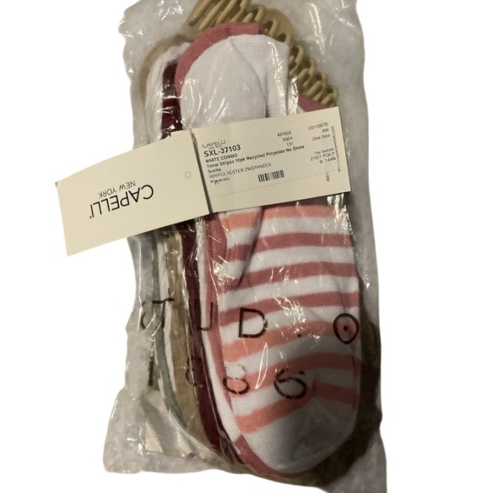 Capelli White Combo Tanel Stripe No Show Socks